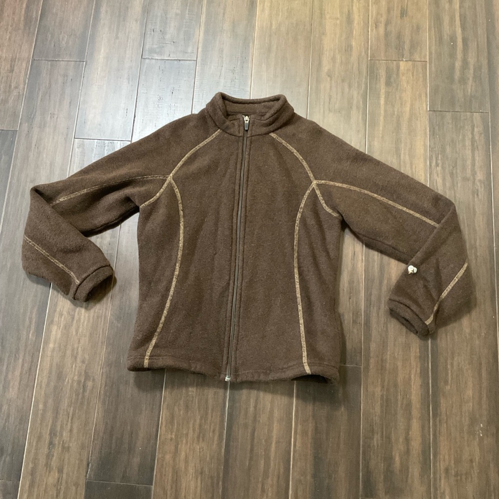 Kuhl Alfpaca Full Zip Fleece Mock Neck Womens Brown Thumb Holes Size Small